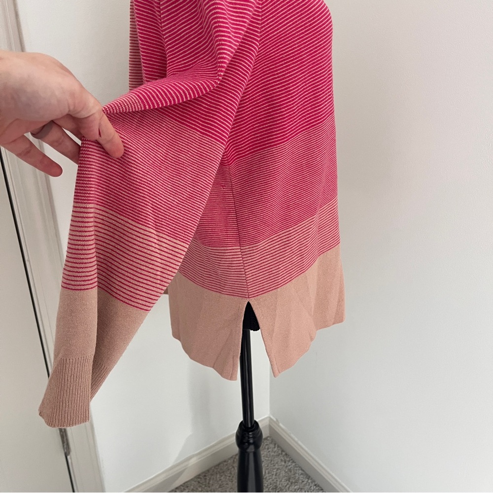 Misook Colorblock Striped Knit Sweater – Pink & Beige – Size M - Picture 3 of 6